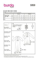 Burda Strih Burda 5959 - Voľné šaty, flanelové šaty, midi šaty