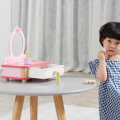 Viga Toys Ružový make-up Drevená toaleta so zrkadlom + príslušenstvo