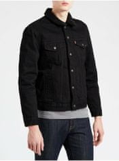 Levis Čierna pánska rifľová bunda s umelým kožuštekom Levi's XL