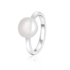 Beneto Elegantný strieborný prsteň s pravou perlou AGG29 (Obvod 50 mm)