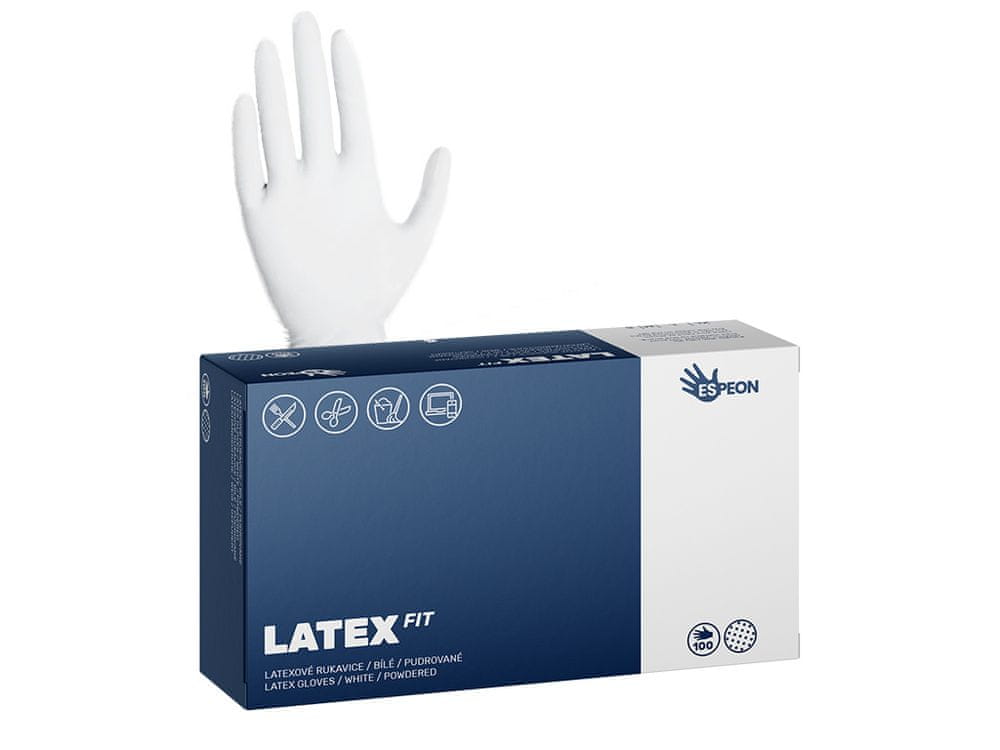 Espeon Rukavice upratovacie jednorazové LATEX FIT púdrované XL