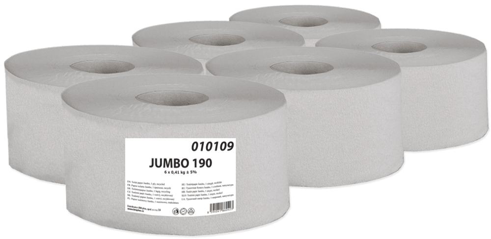 Primasoft Jumbo toaletný papier 190 mm, 1 vrstva, recyklácia, návin 120 m - 12 ks