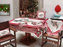 Dům Vánoc Vianočný obrus s motívom Vianočné ozdoby červený 140x180 cm