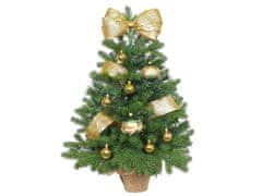 LAALU Ozdobený umelý vianočný stromček ZLATÉ TÓNY 60 cm s LED OSVETLENÍM V KVETINÁČI