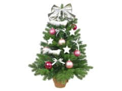 LAALU Ozdobený umelý vianočný stromček RUŽOVÉ KOĽADA 60 cm s LED OSVETLENÍM V KVETINÁČI