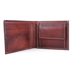 VegaLM Elegantná kožená peňaženka z pravej kože v bordovej farbe, ručne tamponovaná
