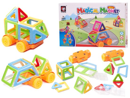 WOWO MAGICKÝ MAGNET MINI - Magnetické Stavebné Bloky pre Deti, 38 Kusov, Vhodné od 3 Rokov