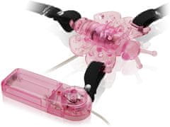 XSARA Gelový motýlek - vibrátor masažér klitorisu na gumových pásech - 70200800