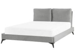Beliani Zamatová posteľ 140 x 200 cm sivá MELLE