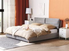 Beliani Zamatová posteľ s úložným priestorom 180 x 200 cm svetlosivá BATILLY