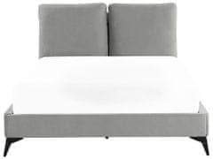 Beliani Zamatová posteľ 140 x 200 cm sivá MELLE