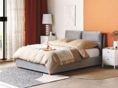 Beliani Zamatová posteľ s úložným priestorom 140 x 200 cm svetlosivá BATILLY