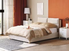 Beliani Zamatová posteľ s úložným priestorom 140 x 200 cm béžová BATILLY