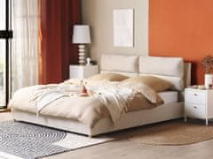 Beliani Zamatová posteľ s úložným priestorom 180 x 200 cm béžová BATILLY