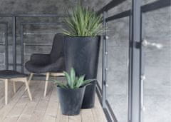 Prosperplast Kvetináč TUBUS Slim Beton, Vysoký záhradný okrúhly kvetináč 20 x 38,1 cm - Antracit