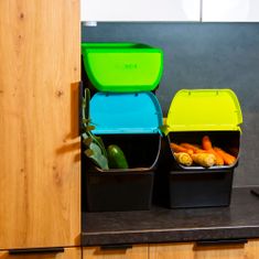 Kôš na triedený odpad, Nádoba na triedenie odpadu VegBox ECO na zeleninu a ovocie, Box skladovací, čierno-modrá