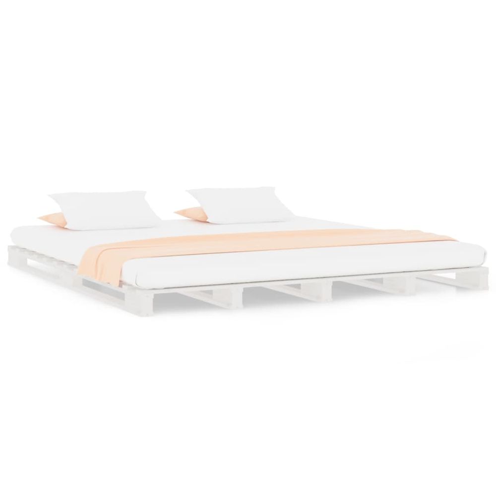 Vidaxl Paletová posteľ, biela 120x200 cm, borovicový masív