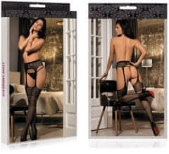 XSARA Punčochové kalhoty s prostřihem garter stocking punčochy s podvazky – 79114008
