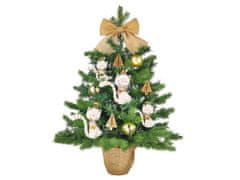 LAALU Ozdobený umelý vianočný stromček MAČIČKA 60 cm s LED OSVETLENÍM V KVETINÁČI