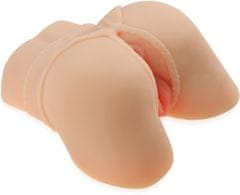 XSARA Umělá vagína a anus vystrčený zadeček z umělé kůže cyberskin v kalhotkách s dírkou - 78601625