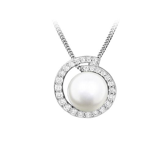 Silver Cat Jedinečný strieborný náhrdelník s pravou perlou SC483 (retiazka, prívesok)