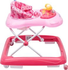 Baby Mix Dětské chodítko Baby Mix s volantem a silikonovými kolečky růžové