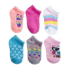 commshop 6x Detské bavlnené členkové ponožky - holka / dievča veľkosť 0-2