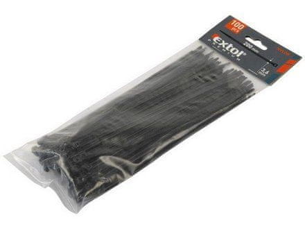 Extol Premium Pásky na vodiče (8856170) čierne, 7,6x380mm, 50ks, Ø100mm, 55kg, nylon PA66