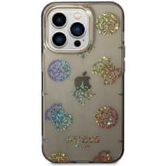 Guess Kryt na mobil Peony Glitter na Apple iPhone 14 Pro - černý
