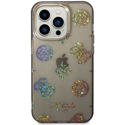 Guess Kryt na mobil Peony Glitter na Apple iPhone 14 Pro - černý