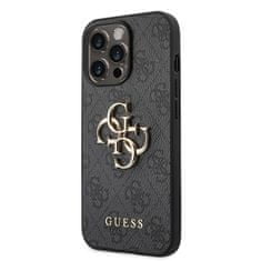 Guess Kryt na mobil 4G Metal Logo na Apple iPhone 14 Pro Max - šedý