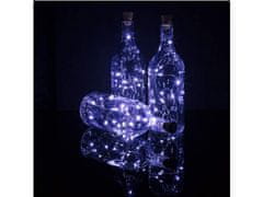 commshop Zátka s LED svetielkami do fľaše, 2m, studená biela
