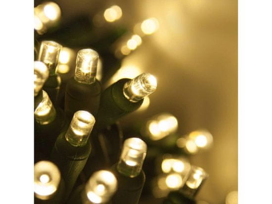 commshop Vonkajšia LED vianočná reťaz - teplá biela, 100m, 670 LED, so zábleskami