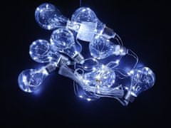 AUR Vianočná svetelná reťaz s 8 žiarovkami, 80 LED, 3m, studená biela