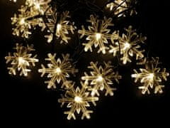 commshop Vnútorná LED vianočná reťaz so snehovými vločkami - teplá biela farba, 12m, 100 LED