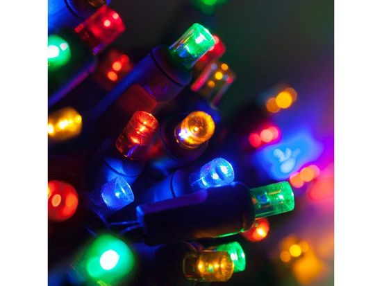 AUR Vnútorná LED vianočná reťaz - rôznofarebná, 14m, 140 LED