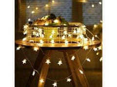 commshop Vnútorná LED vianočná reťaz s hviezdičkami, teplá biela, 12m, 100 LED