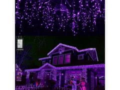 commshop Vonkajší LED vianočný záves - fialová, 10m, 500 LED, 8 programov