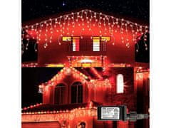 commshop Vonkajší LED vianočný záves - červená, 10m, 500 LED, 8 programov