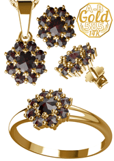A-B A-B Sada šperkov s rozptylom granátu z žltého zlata 585/14K 200000100