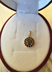 A-B A-B Súprava šperkov Green Ray s vltavínom a granátmi v žltom zlate 585/14K 200000102