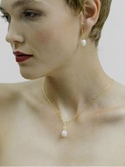 Preciosa Nežné pozlátené kruhové náušnice s riečnou perlou Pearl Heart 5357Y01