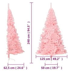 Vidaxl Umelý vianočný polovičný stromček s podstavcom ružový 240cm PVC