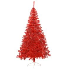 Vidaxl Umelý vianočný polovičný stromček a podstavec červený 210cm PVC