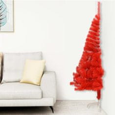 Vidaxl Umelý vianočný polovičný stromček a podstavec červený 120cm PVC