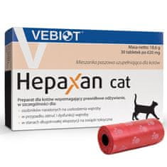 VEBIOT Vitamíny, doplnky pre mačky Hepaxan cat 30 tabliet + sáčky na výkaly