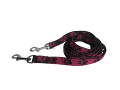 Palkar Vodítko prepínacie z popruhu pre psov 250 cm x 20 mm čierno-ružová s labkami