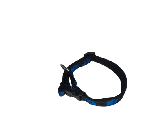 Palkar Podšitý obojok z popruhu pre psov 65 cm x 25 mm čierno-modrá s labkami