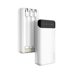 DUDAO K6Pro+ Power Bank 20000mAh 2x USB + kábel USB-C / Lightning / Micro USB, biely
