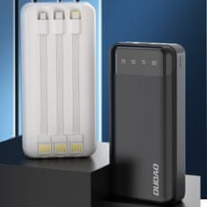 DUDAO K6Pro+ Power Bank 20000mAh 2x USB + kábel USB-C / Lightning / Micro USB, biely